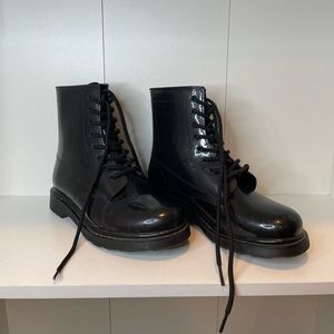 Black combat boots